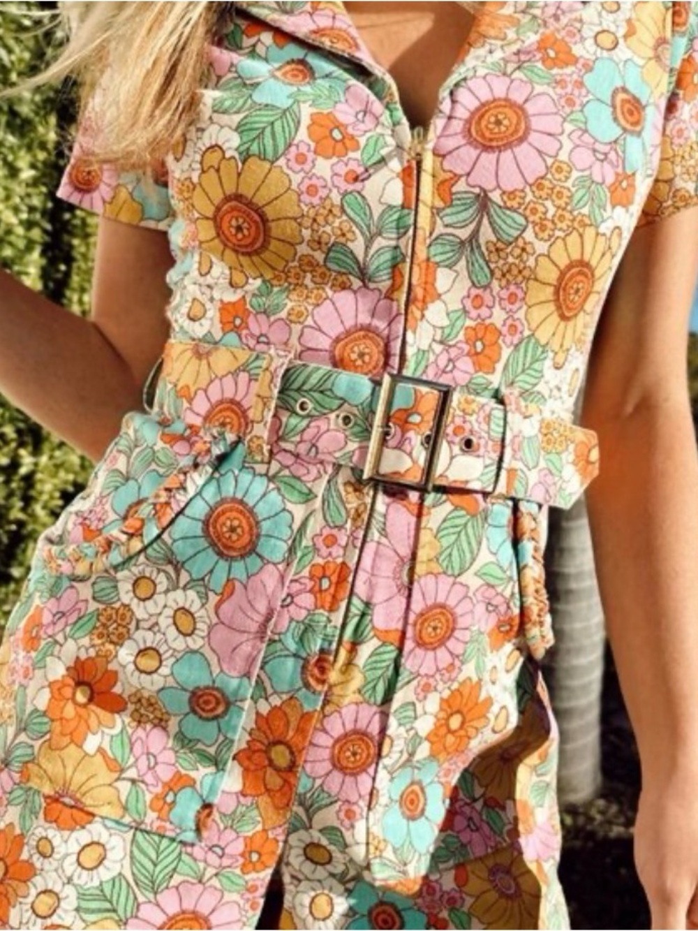 Show Me Your Mumu Pastel Floral Romper in Pink and Mint - Picture 3 of 4